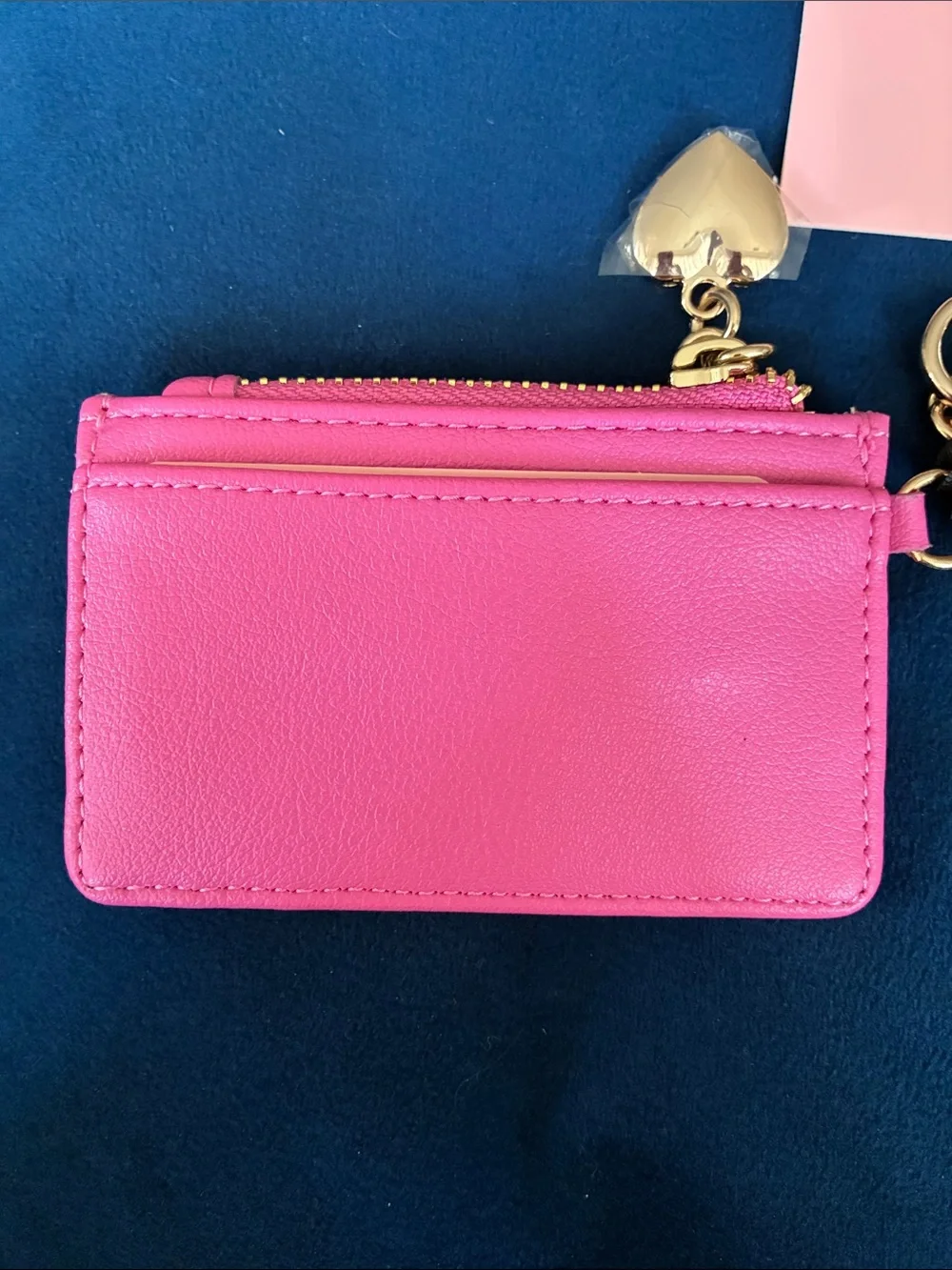 Juicy Couture Bright Pink Card & Key Holder with Gold Charms